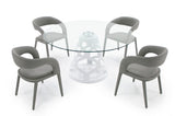 Lilly Modern 12mm Round Glass + White Dining Table