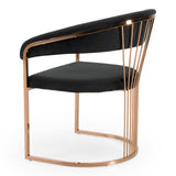 Linda Modern Black Velvet and Rosegold Dining Chair