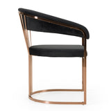 Linda Modern Black Velvet and Rosegold Dining Chair
