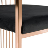 Linda Modern Black Velvet and Rosegold Dining Chair