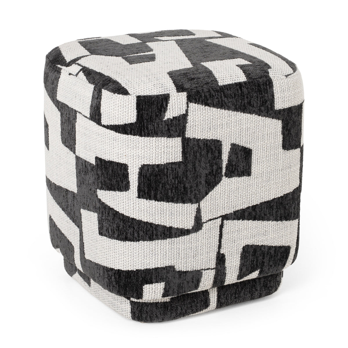 Loftis Modern Black & White Fabric Ottoman
