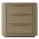Lois Modern Beige Shagreen + Brass Nightstand