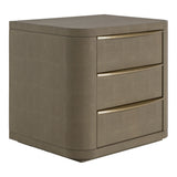 Lois Modern Beige Shagreen + Brass Nightstand