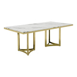 Loomis White Marble & Gold Dining Table