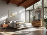 Bergeron Contemporary Cream Woven Fabric Bed