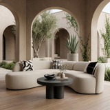 Lucena Outdoor Oyster Olefin Fabric Curved Sectional Sofa