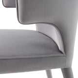 Lucero Modern Grey Velvet Arm Dining Chair