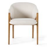 Lunde Cream Fabric and Walnut Arm Dining Chair