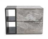 Maranello Modern Grey Wash & Faux Marble Nightstand