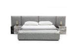 Eastern King Maranello Modern Grey Fabric Bed with Two Nightstands