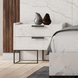 Marbella Italian Modern White Marble Nightstand