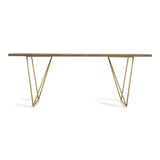 Marcia Mid-Century Tobacco and Antique Brass Dining Table