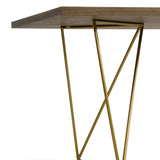 Marcia Mid-Century Tobacco and Antique Brass Dining Table