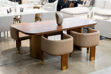 Marjorie Modern Walnut + Brushed Gold Rectangular Dining Table