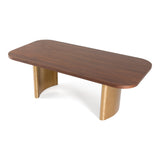 Marjorie Modern Walnut + Brushed Gold Rectangular Dining Table