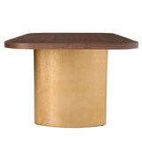 Marjorie Modern Walnut + Brushed Gold Rectangular Dining Table