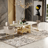 Marmot White Marble and Champagne Gold Dining Table
