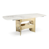 Marmot White Marble and Champagne Gold Dining Table