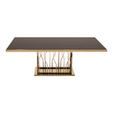 Marston Modern Black Glass & Rosegold Dining Table