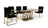 Marston Modern Black Glass & Rosegold Dining Table
