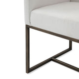 Marty Modern Off-White & Copper Antique Brass Dining Chair
