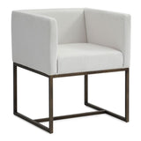 Marty Modern Off-White & Copper Antique Brass Dining Chair