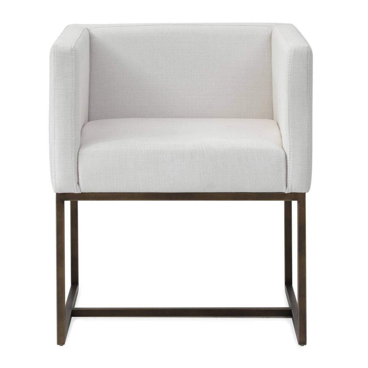Marty Modern Off-White & Copper Antique Brass Dining Chair
