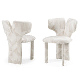 Masuda Modern Beige Pattern Fabric Dining Chair (Set of 2)