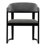 Maury Modern Grey Fabric + Black Dining Chair