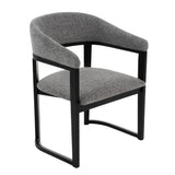 Maury Modern Grey Fabric + Black Dining Chair