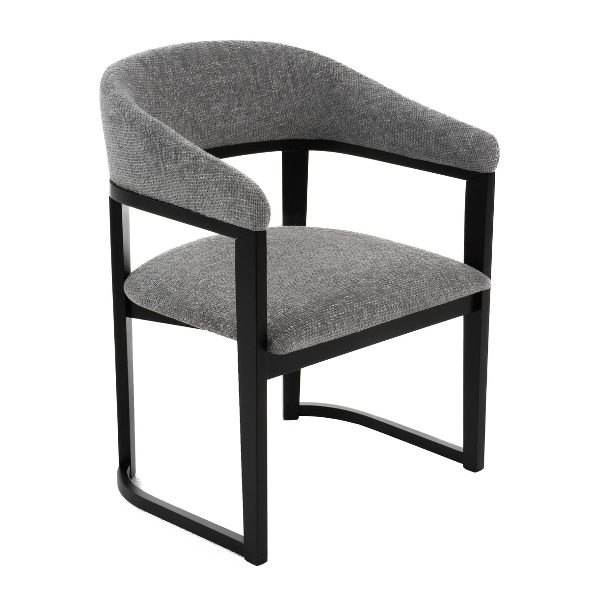 Maury Modern Grey Fabric + Black Dining Chair