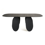 Maxine Modern Hammered Grey Glass Rectangular Dining Table