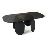 Maxine Modern Hammered Grey Glass Rectangular Dining Table