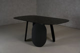 Maxine Modern Hammered Grey Glass Rectangular Dining Table