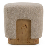 Mayfair Contemporary Beige Fabric + Burl Square Ottoman