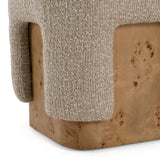 Mayfair Contemporary Beige Fabric + Burl Square Ottoman