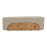 Mayfair Contemporary Beige Fabric + Burl Bench Ottoman