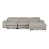 Meidas Modern Light Grey Leather Sectional Sofa + 2 Recliners Right Facing Chaise