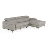 Meidas Modern Light Grey Leather Sectional Sofa + 2 Recliners Right Facing Chaise