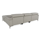 Meidas Modern Light Grey Leather Sectional Sofa + 2 Recliners Right Facing Chaise