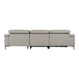 Meidas Modern Light Grey Leather Sectional Sofa + 2 Recliners Right Facing Chaise