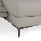Meidas Modern Light Grey Leather Sectional Sofa + 2 Recliners Right Facing Chaise