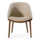 Michael Mid-Century Modern Beige Vegan Leather + Walnut Dining Chair