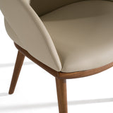 Michael Mid-Century Modern Beige Vegan Leather + Walnut Dining Chair