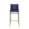Mimi Contemporary Blue Velvet & Antique Brass Bar Stool (Set of 2)