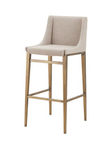 Mimi Contemporary Beige + Brass Bar Stool (Set of 2)
