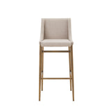 Mimi Contemporary Beige + Brass Bar Stool (Set of 2)