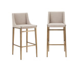 Mimi Contemporary Beige + Brass Bar Stool (Set of 2)