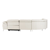 Mini Wonder Italian Modern Grey Leather Sectional Sofa with Right Facing Recliner