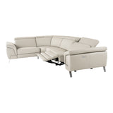 Mini Wonder Italian Modern Grey Leather Sectional Sofa with Right Facing Recliner